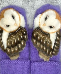 Hand Knitted Nordic Mittens with Owls