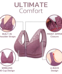 HealthLift Lymphvity Front Zipper Bra
