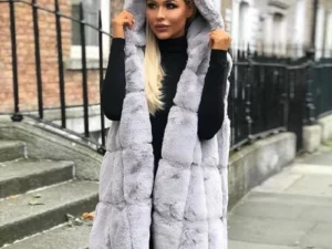 Hooded Jacket Faux Fur Ladies Vest Cardigan