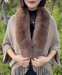 Ladies Knitted Loose Thickened Shawl Coat