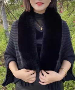 Ladies Knitted Loose Thickened Shawl Coat