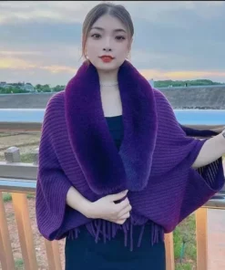 Ladies Knitted Loose Thickened Shawl Coat