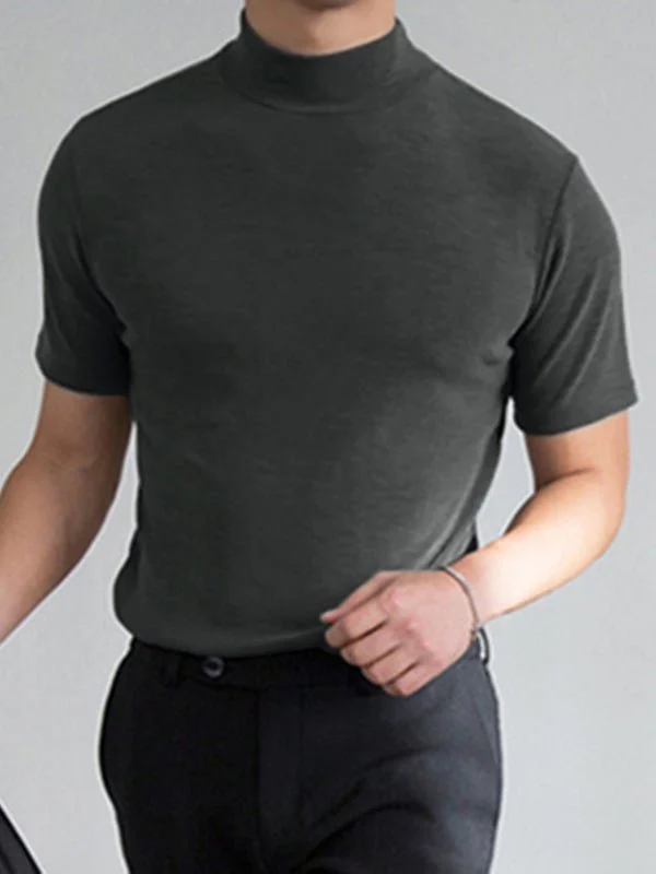 Mens High Neck Slim Fit T-shirt