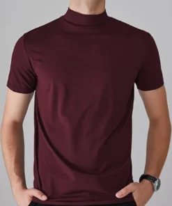 Mens High Neck Slim Fit T-shirt