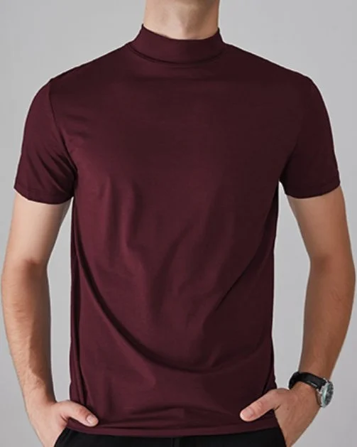 Mens High Neck Slim Fit T-shirt