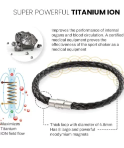 Oliez TitaniumION Leather Wristband