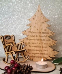 Personalized Christmas in Heaven Rocking Chair Ornament Memorial Tabletop Plaque