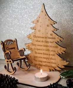 Personalized Christmas in Heaven Rocking Chair Ornament Memorial Tabletop Plaque