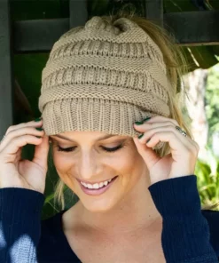 Soft Knit Ponytail Beanie