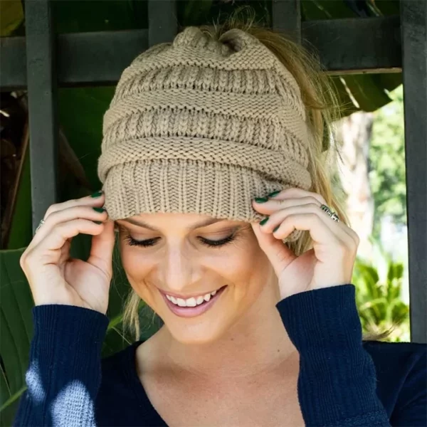 Soft Knit Ponytail Beanie