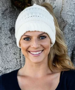 Soft Knit Ponytail Beanie