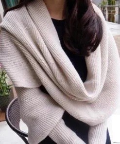 Trendy Knitted Sweater-Scarf With Sleeves