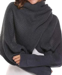 Trendy Knitted Sweater-Scarf With Sleeves