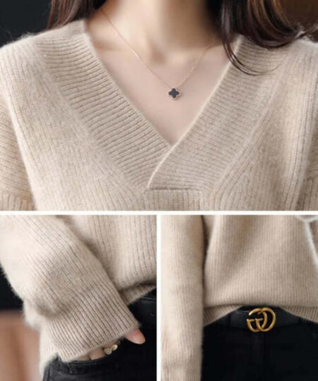 CASHMERE SWEATER NG BABAENG V-NECK