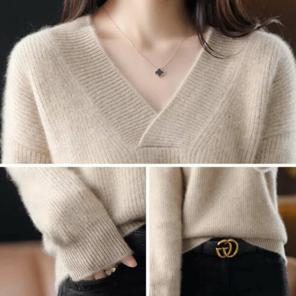 CASHMERE SWEATER NG BABAENG V-NECK