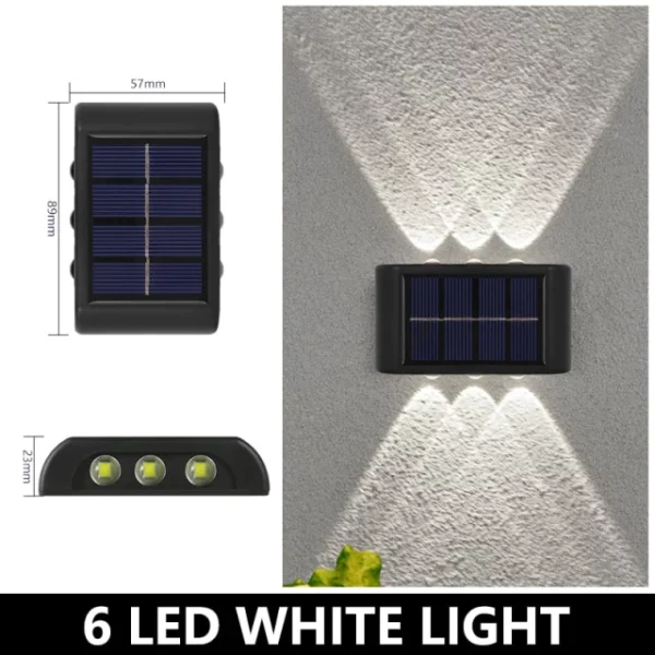 Luz de decoração de parede para pátio externo à prova d'água movida a energia solar