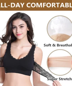 Adjustable Energy Field Front Strap Crossover Push-Up Lace Bra