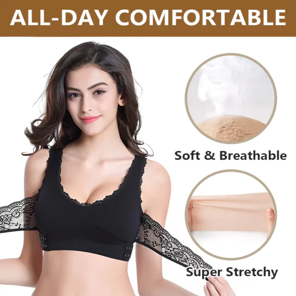 Adjustable Energy Field Front Strap Crossover Push-Up Lace Bra