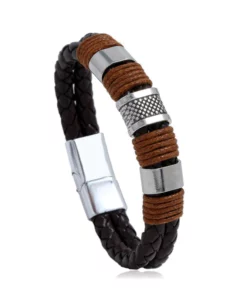 MagneticTherapy MensSlimming Leather Bracelet