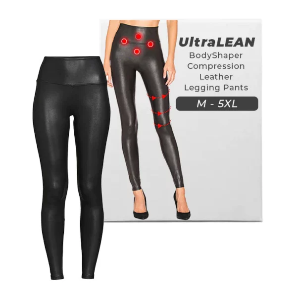 UltraLEAN BodyShaper Kompressions-Leggingshose aus Leder