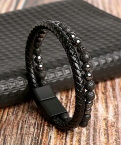 Human+ Pro Magnetic Clasp Lava Volcanic Stone Beaded Bracelet