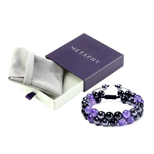 Metaphy Classique DoublePulsera con cuentas de amatista