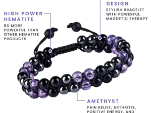 Metaphy Classique DoubleAmethyst Beaded Bracelet