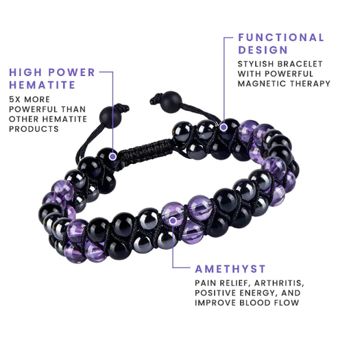 Metaphy Classique DoubleAmethyst Beaded Bracelet