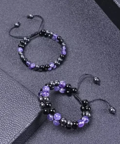 Metaphy Classique DoubleAmethyst Beaded Bracelet