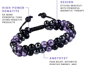 Metaphy DoubleAmethyst Beaded Bracelet