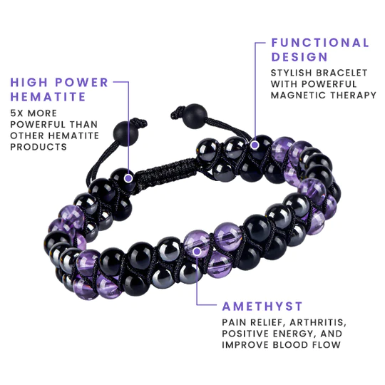 Metaphy DoublePulsera con cuentas de amatista