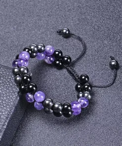 Metaphy DoubleAmethyst Beaded Bracelet