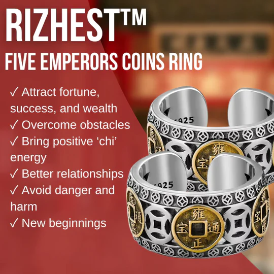 RIZHEST™ Five Emperors Coins Ring