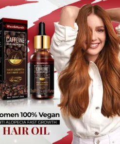 Mujeres 100% Vegan Cafeína Anti Alopecia Aceite Capilar Crecimiento Rápido