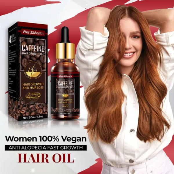 Mujeres 100% Vegan Cafeína Anti Alopecia Aceite Capilar Crecimiento Rápido