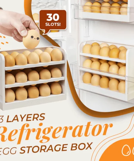 Caixa de armazenamento de ovos para geladeira de 3 camadas