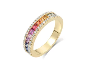 Diakiane Celeste Regenbogen-Turmalin Spinni-Ring