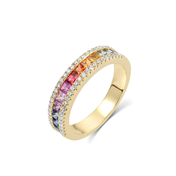 Anello Diakiane Celeste Regenbogen-Turmalin Spinni