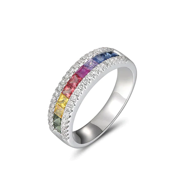 Diakiane Regenbogen-Turmalin Spinni-Ring