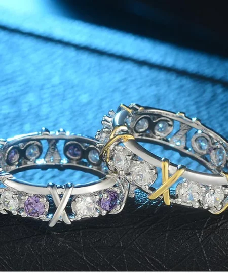 Gold-Plated Dichroic Inlaid Zircon Ring