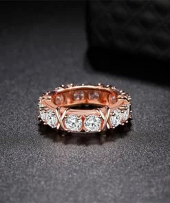 Gold-Plated Dichroic Inlaid Zircon Ring