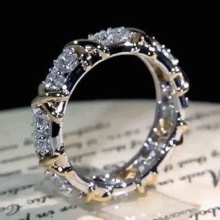 Позлатен дихроичен инкрустиран циркон прстен