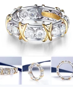 Gold-Plated Dichroic Inlaid Zircon Ring