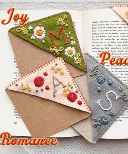 Hand Embroidered Alphabet Corner Bookmark