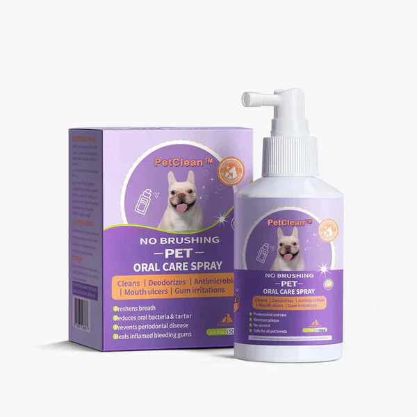 PetClean™ Semprotan Pembersih Gigi untuk Anjing & Kucing, Menghilangkan Bau Mulut, Menargetkan Tartar & Plak, Tanpa Menyikat