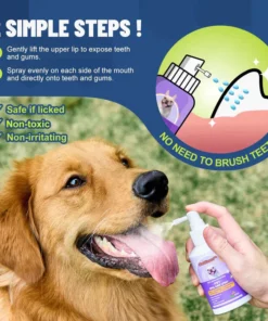 PetClean™ Spray per la pulizia dei denti per cani e gatti, elimina l'alito cattivo, agisce su tartaro e placca, senza spazzolare