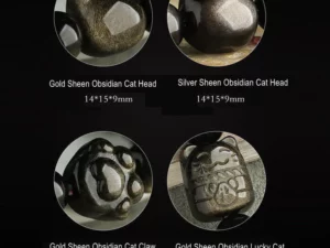 Absorbing Negative Energy Gold Silver Sheen Obsidian Cute Cat Protection Bracelet