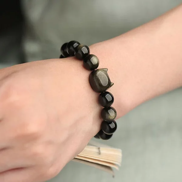 Mitroka angovo ratsy Volafotsy Volafotsy Obsidian Bracelet Fiarovana Saka Mahafatifaty