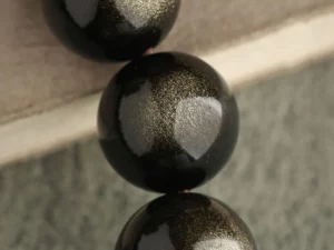 Absorbing Negative Energy Gold Silver Sheen Obsidian Cute Cat Protection Bracelet