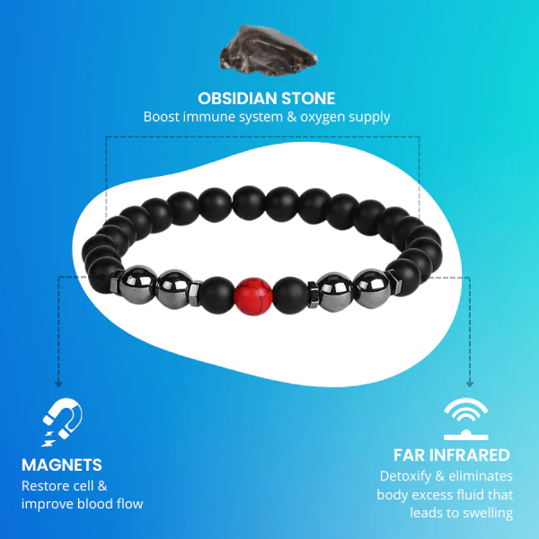 Anti-edem MagneticTherapy Obsidian Anklet